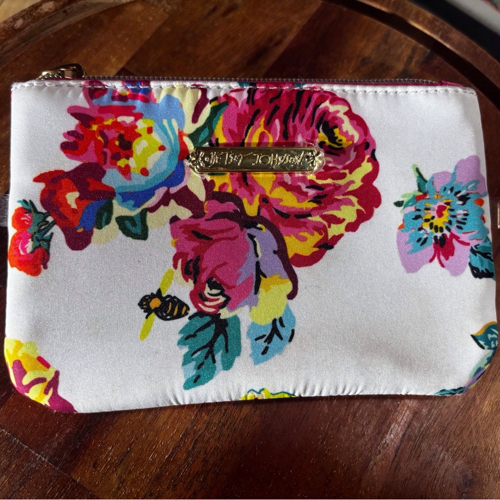 Betsey Johnson Red and White Floral Cosmetic Case